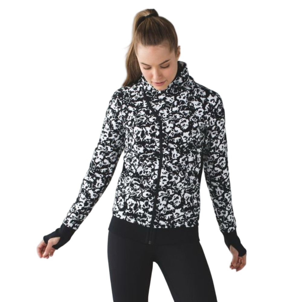 Lululemon Sz 4 Cozy Cuddle Jacket Fleur Sombrero Black Floral Full Zip